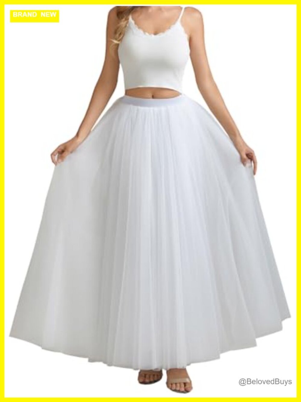 A-line Tulle Skirt Maxi for Party Prom High Waisted